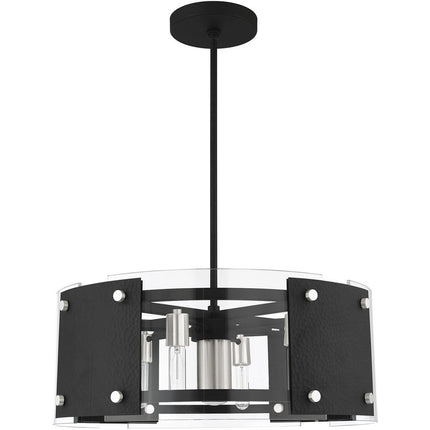 Black Seven Light Metal Dimmable Chandelier With Shades