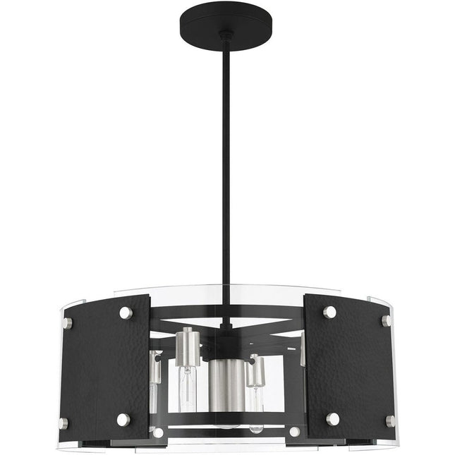 Black Seven Light Metal Dimmable Chandelier With Shades HomeRoots