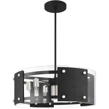 Black Seven Light Metal Dimmable Chandelier With Shades
