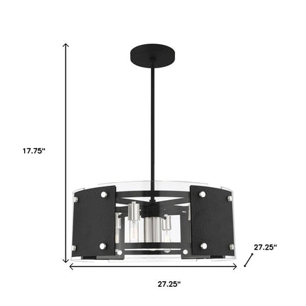 Black Seven Light Metal Dimmable Chandelier With Shades