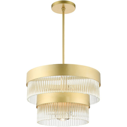 Gold Five Light Metal Dimmable Chandelier With Shades