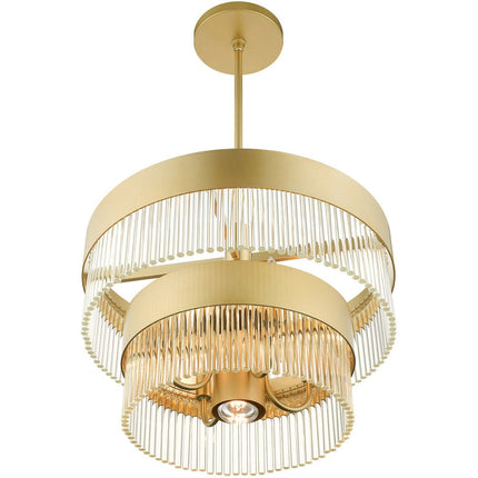 Gold Five Light Metal Dimmable Chandelier With Shades