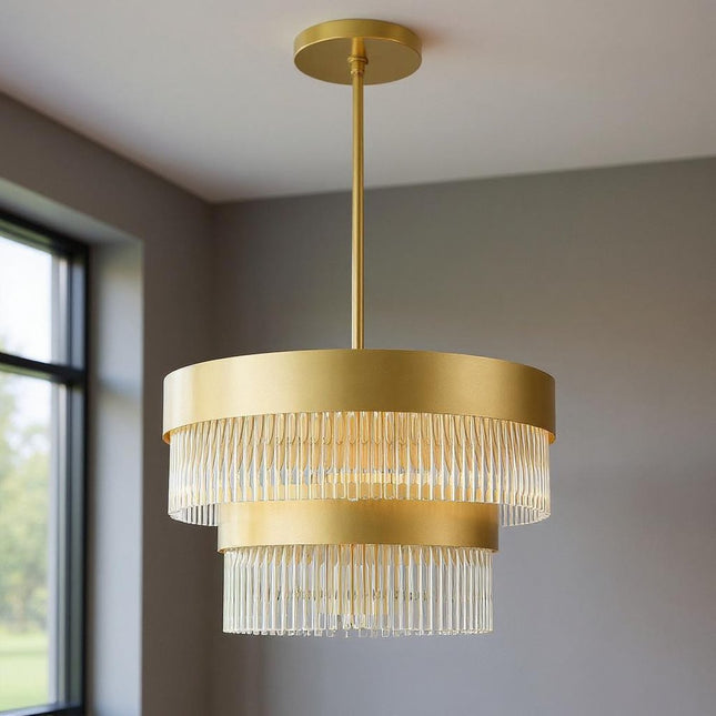Five Light Dimmable Chandelier With Shades HomeRoots