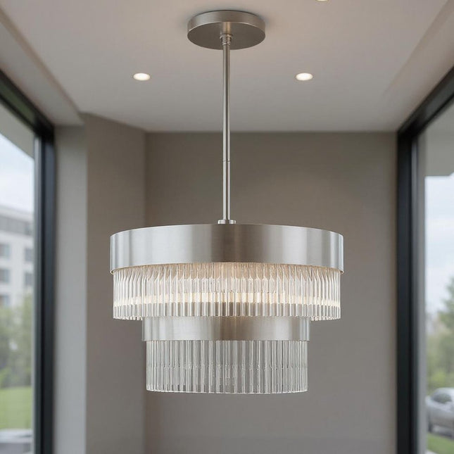 Five Light Dimmable Chandelier With Shades HomeRoots