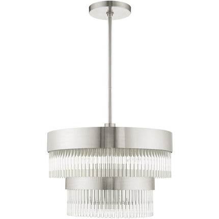 Five Light Dimmable Chandelier With Shades HomeRoots