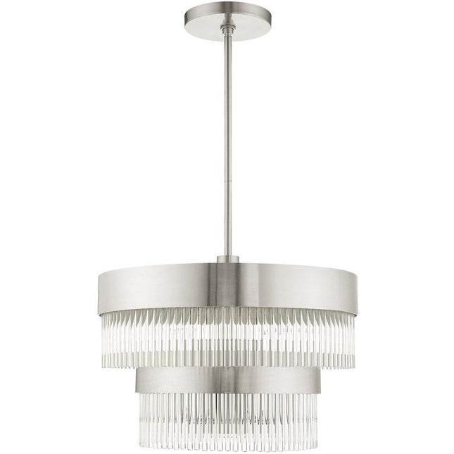 Nickel Five Light Metal Dimmable Chandelier With Shades HomeRoots