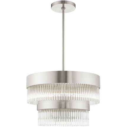 Five Light Dimmable Chandelier With Shades HomeRoots