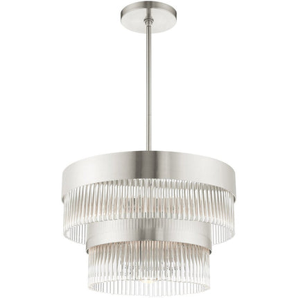 Five Light Dimmable Chandelier With Shades HomeRoots