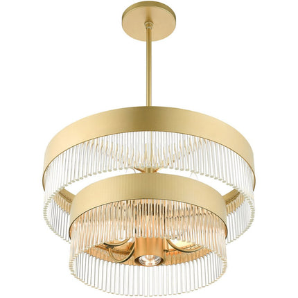 Gold Seven Light Metal Dimmable Chandelier With Shades