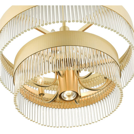 Gold Seven Light Metal Dimmable Chandelier With Shades