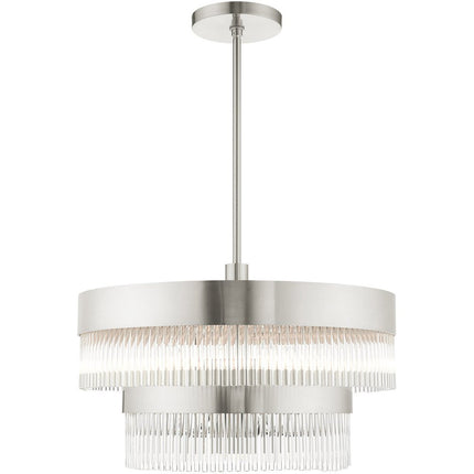 Nickel Seven Light Metal Dimmable Chandelier With Shades