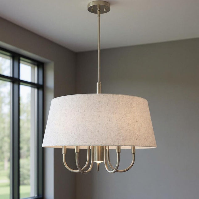 Six Light Dimmable Chandelier With Shades HomeRoots