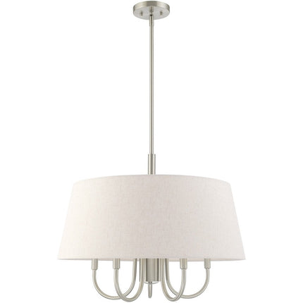 Nickel Six Light Metal Dimmable Chandelier With Shades