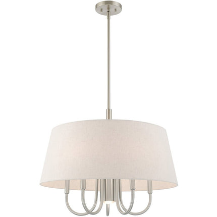 Nickel Six Light Metal Dimmable Chandelier With Shades