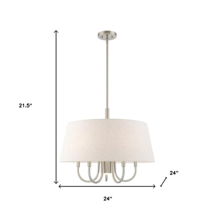 Nickel Six Light Metal Dimmable Chandelier With Shades