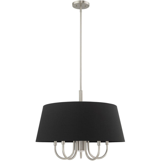 Nickel Six Light Metal Dimmable Chandelier With Shades HomeRoots