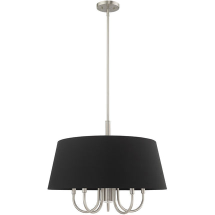 Nickel Six Light Metal Dimmable Chandelier With Shades