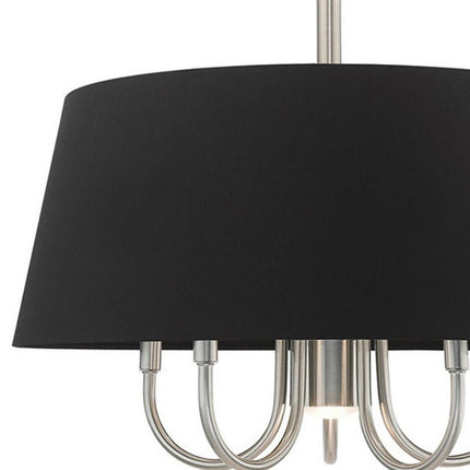 Nickel Six Light Metal Dimmable Chandelier With Shades