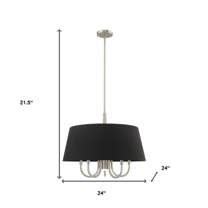 Nickel Six Light Metal Dimmable Chandelier With Shades