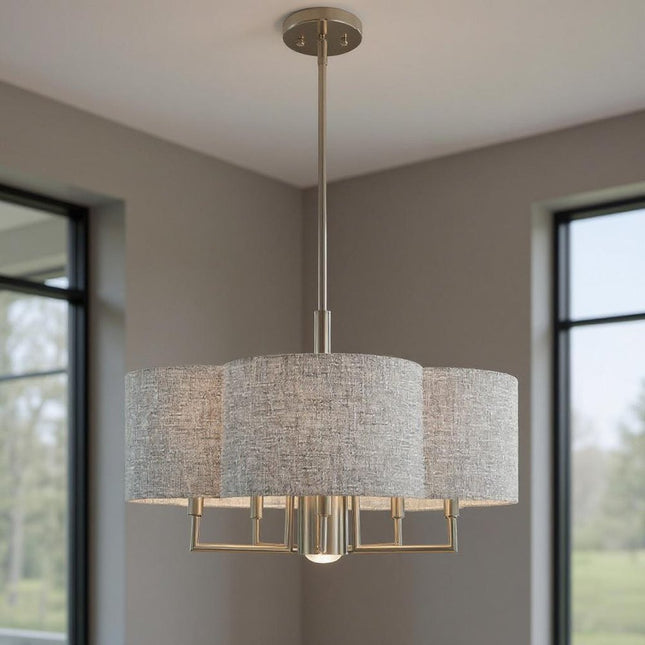 Six Light Dimmable Chandelier With Shades HomeRoots