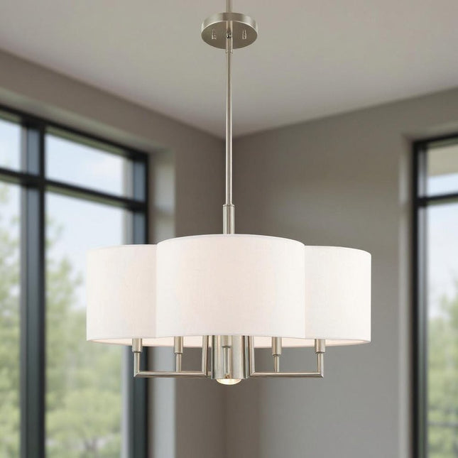 Six Light Dimmable Chandelier With Shades HomeRoots