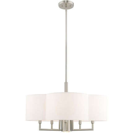 Nickel Six Light Metal Dimmable Chandelier With Shades
