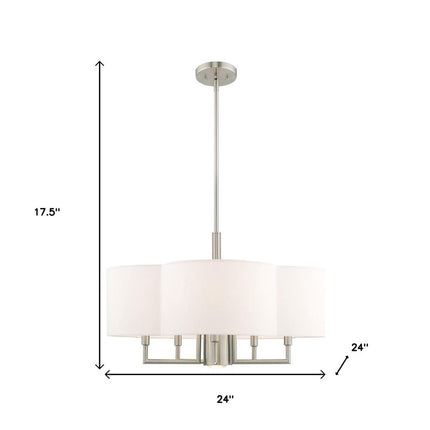 Nickel Six Light Metal Dimmable Chandelier With Shades