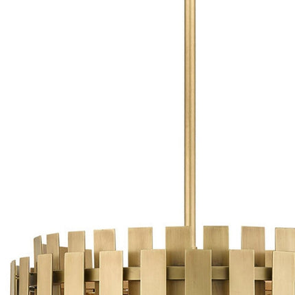 Brass Five Light Metal Dimmable Chandelier With Shades