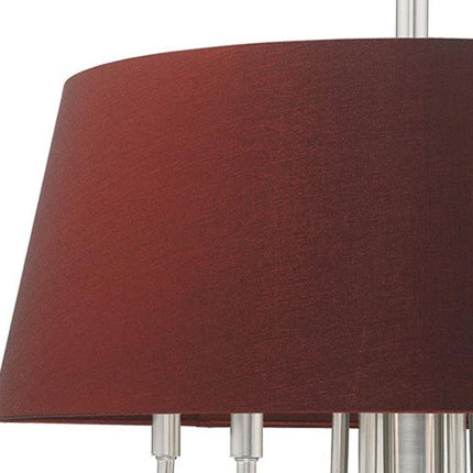 Nickel Six Light Metal Dimmable Chandelier With Shades