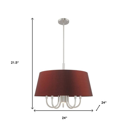 Nickel Six Light Metal Dimmable Chandelier With Shades