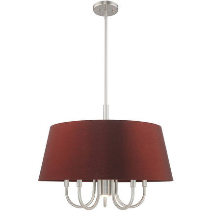 Nickel Six Light Metal Dimmable Chandelier With Shades