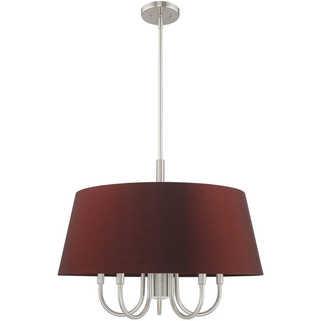 Nickel Six Light Metal Dimmable Chandelier With Shades HomeRoots