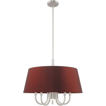 Nickel Six Light Metal Dimmable Chandelier With Shades