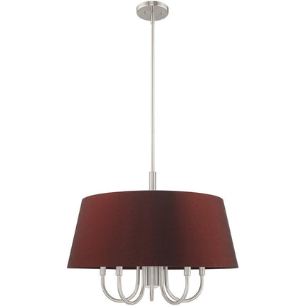 Nickel Six Light Metal Dimmable Chandelier With Shades