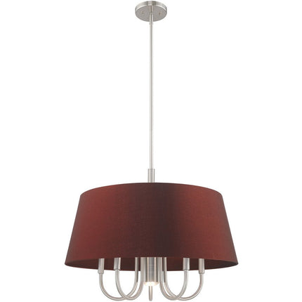 Nickel Six Light Metal Dimmable Chandelier With Shades
