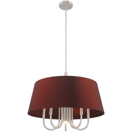 Nickel Six Light Metal Dimmable Chandelier With Shades