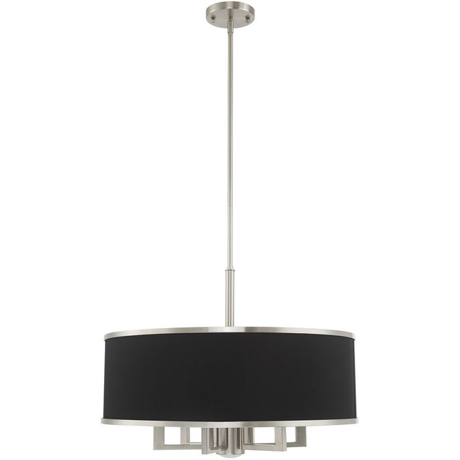 Nickel Seven Light Metal Dimmable Chandelier With Shades HomeRoots