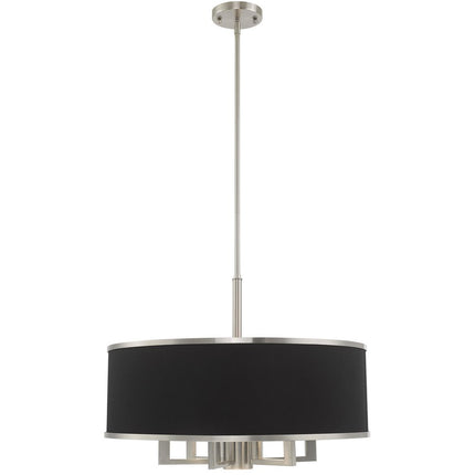 Nickel Seven Light Metal Dimmable Chandelier With Shades