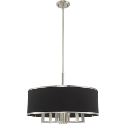 Nickel Seven Light Metal Dimmable Chandelier With Shades