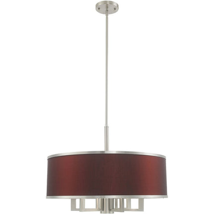 Nickel Seven Light Metal Dimmable Chandelier With Shades