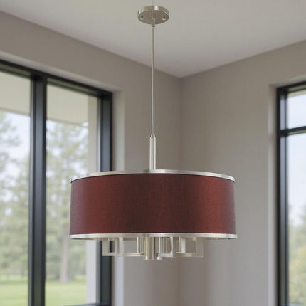 Nickel Seven Light Metal Dimmable Chandelier With Shades