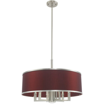 Nickel Seven Light Metal Dimmable Chandelier With Shades