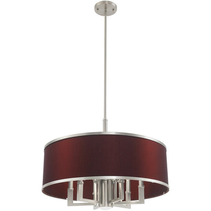 Nickel Seven Light Metal Dimmable Chandelier With Shades