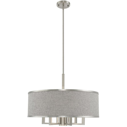Nickel Seven Light Metal Dimmable Chandelier With Shades