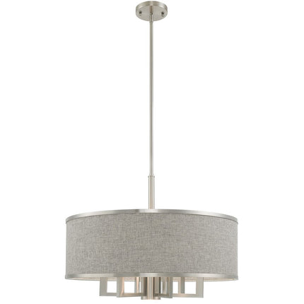 Nickel Seven Light Metal Dimmable Chandelier With Shades