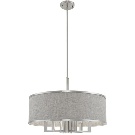 Nickel Seven Light Metal Dimmable Chandelier With Shades