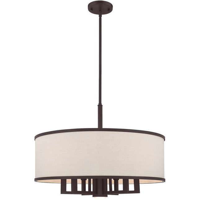 Bronze Seven Light Dimmable Chandelier With Shades HomeRoots