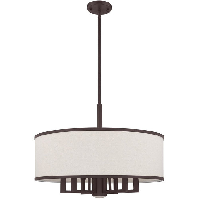 Bronze Seven Light Metal Dimmable Chandelier With Shades HomeRoots