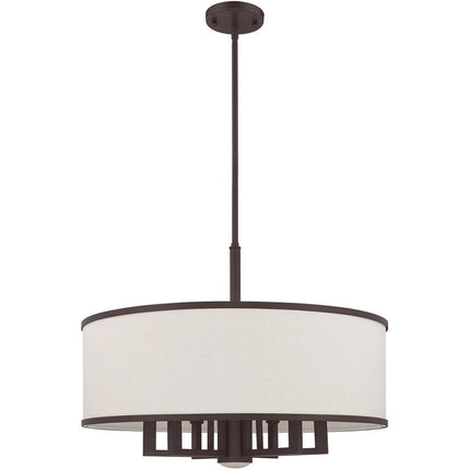 Bronze Seven Light Metal Dimmable Chandelier With Shades