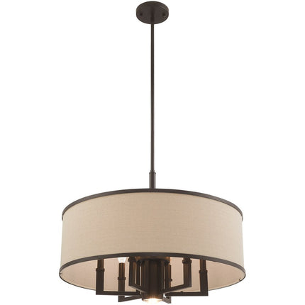 Bronze Seven Light Metal Dimmable Chandelier With Shades